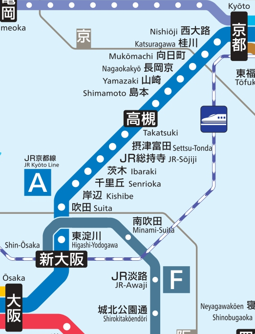 JR京都線エリア範囲の境界地図