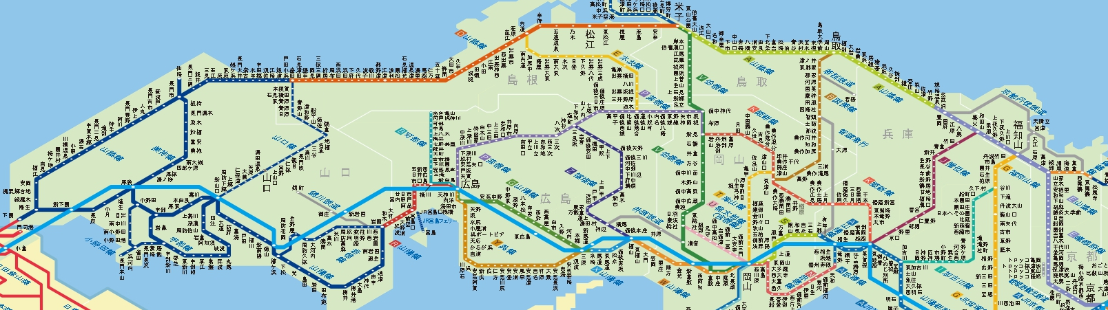 山陰本線エリア範囲の境界地図